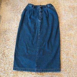 Vintage Eddie Bauer Long Denim Pencil Skirt  100% Cotton 8 Petite